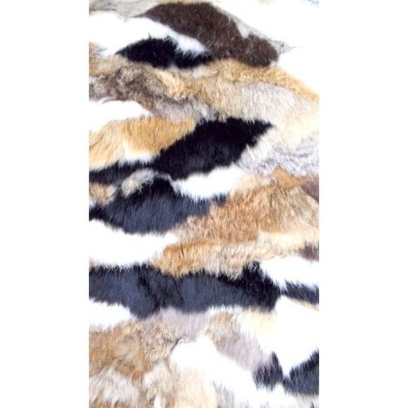 70s vintage patchwork rabbit fur jacket brown ivory black rabbit fur coat - Picture 4 of 5